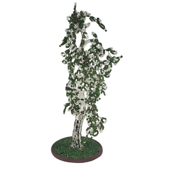 Vintage Seed Bead Tree Beaded Handmade 13" - Picture 1 of 12